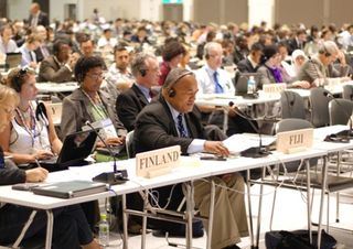 Stacy Jupiter, with the Fiji delegation to the Convention on Biological Diversity's 10th Conference of Parties.