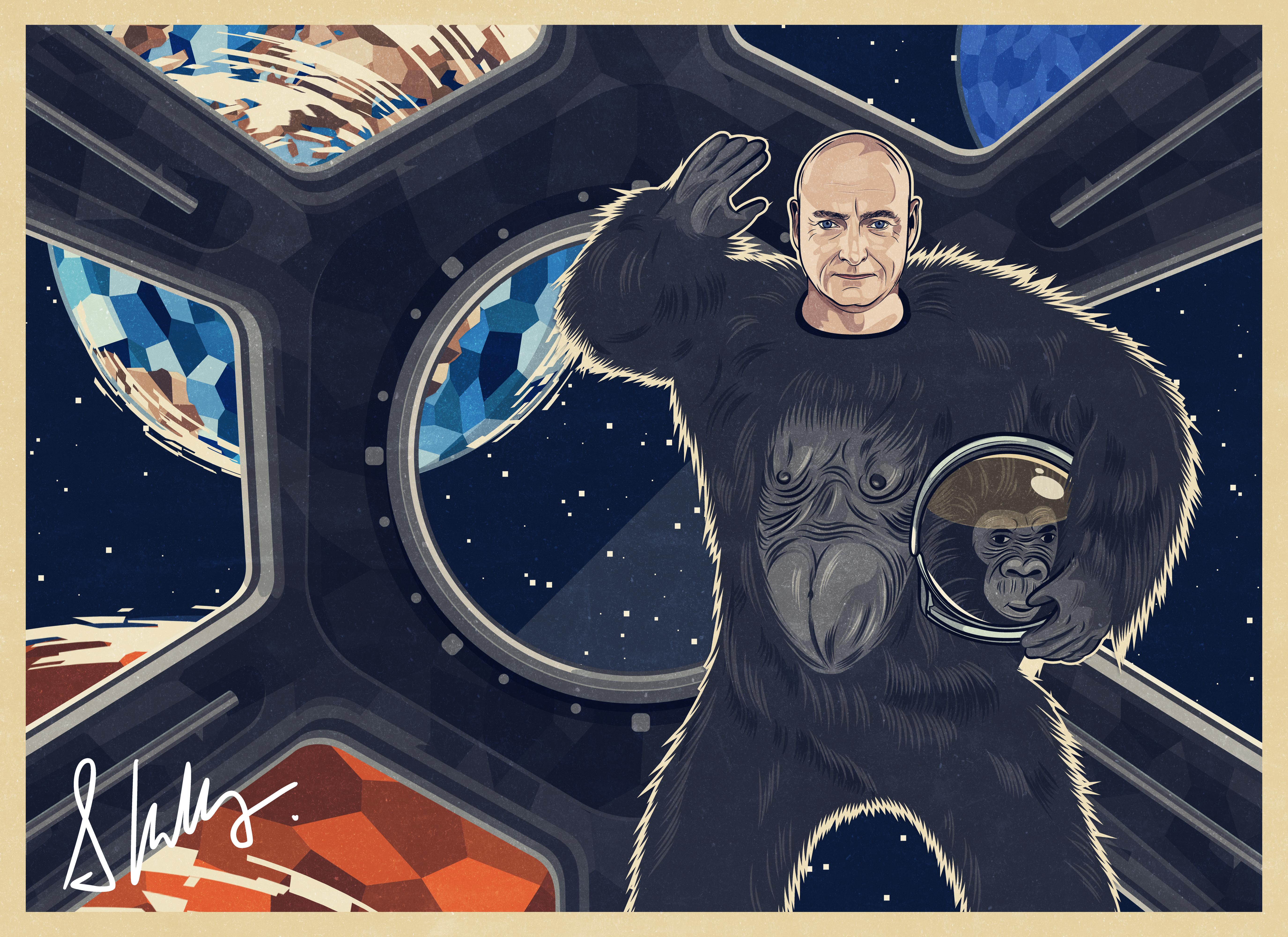 Scott Kelly wore a gorilla costume on the International Space Station, a former NASA pilot, as shown in this episode from his recent NFT fall. 