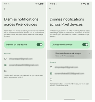 The new toggle for dismiss notifications across Pixel devices.