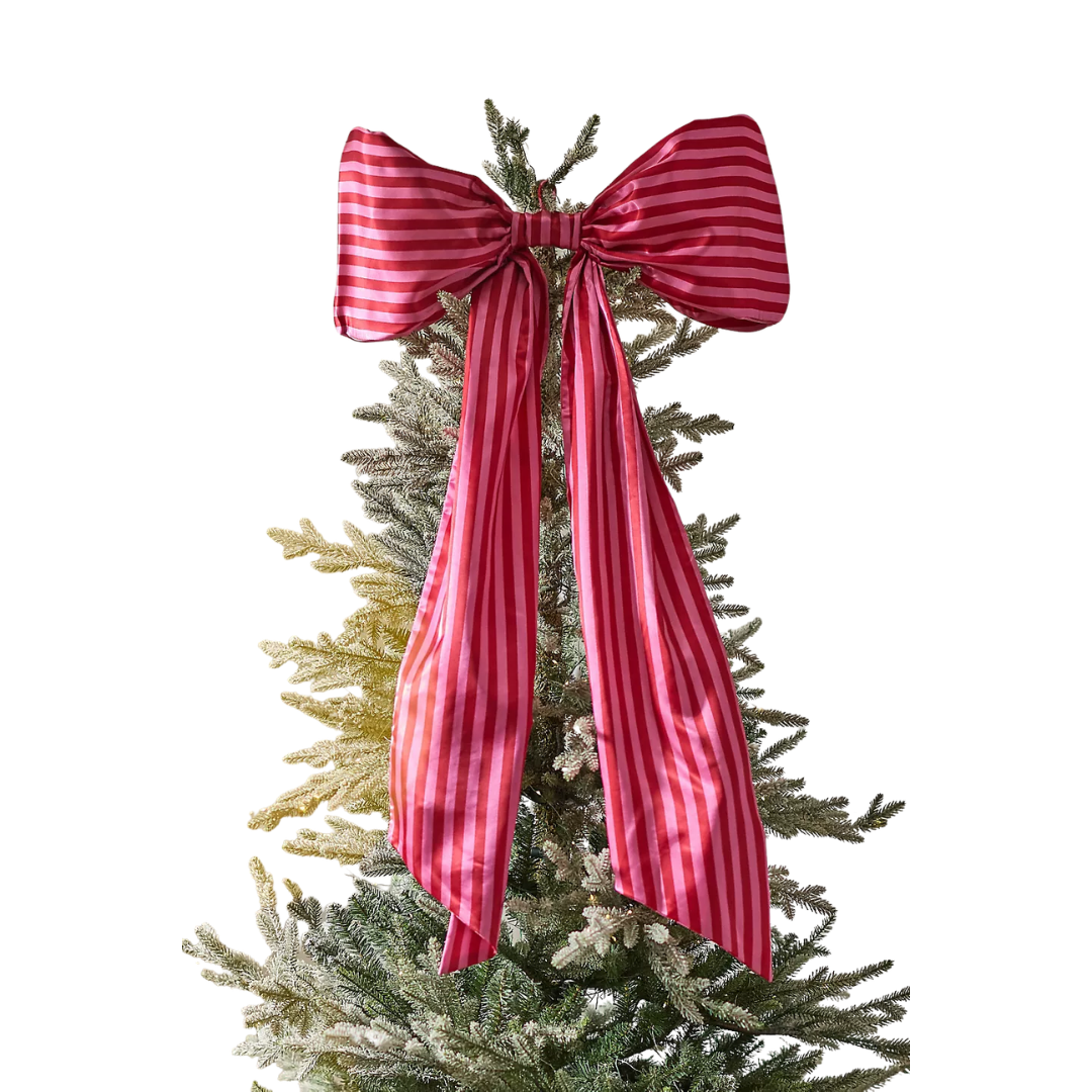 Anthropologie, Striped Satin Bow Tree Topper