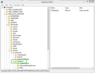 navigate to windows registry key
