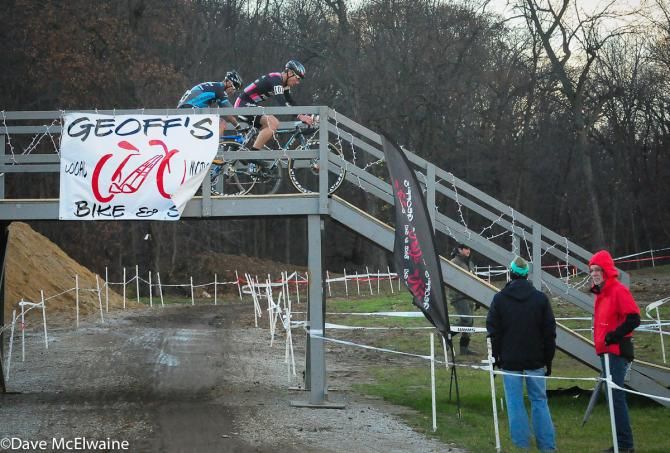 Jeremy Powers (Rapha Focus) is joined by Ben Berden with a couple laps to go
