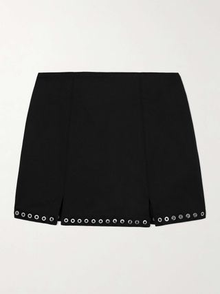 Lisette Paneled Eyelet-Embellished Cotton-Blend Twill Mini Skirt