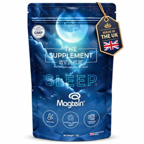 The Supplement Stack - Sleep - 3 in 1 Magtein&amp;reg; Magnesium L-Threonate, L-Theanine &amp;amp; Apigenin for Deeper Sleep, Relaxation, Cognitive &amp;amp; Mood Support - Made in Great Britain
