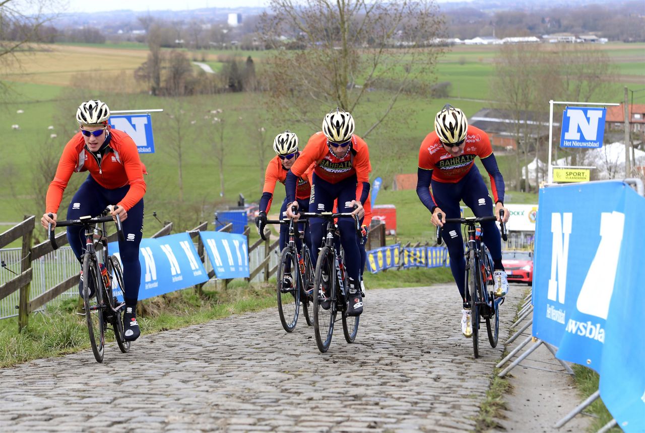 Bahrain-Merida on the climb
