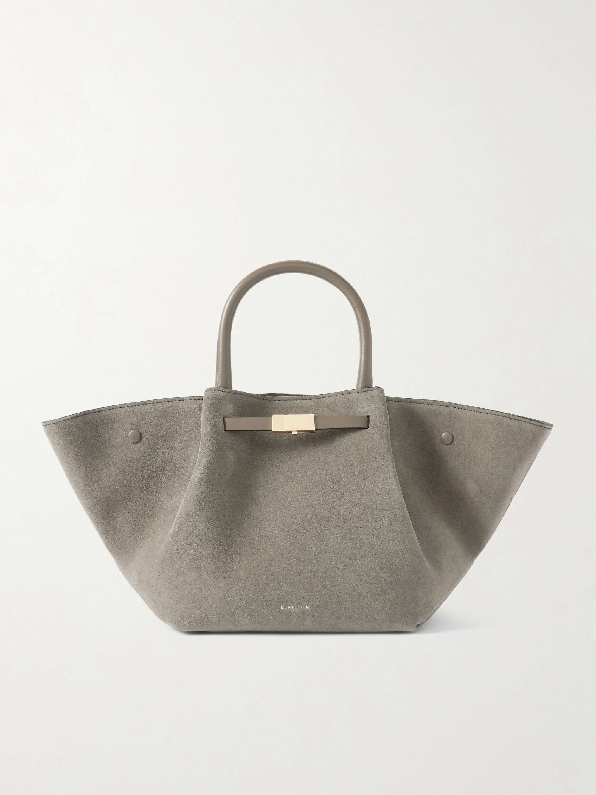 Midi New York Leather-Trimmed Suede Tote