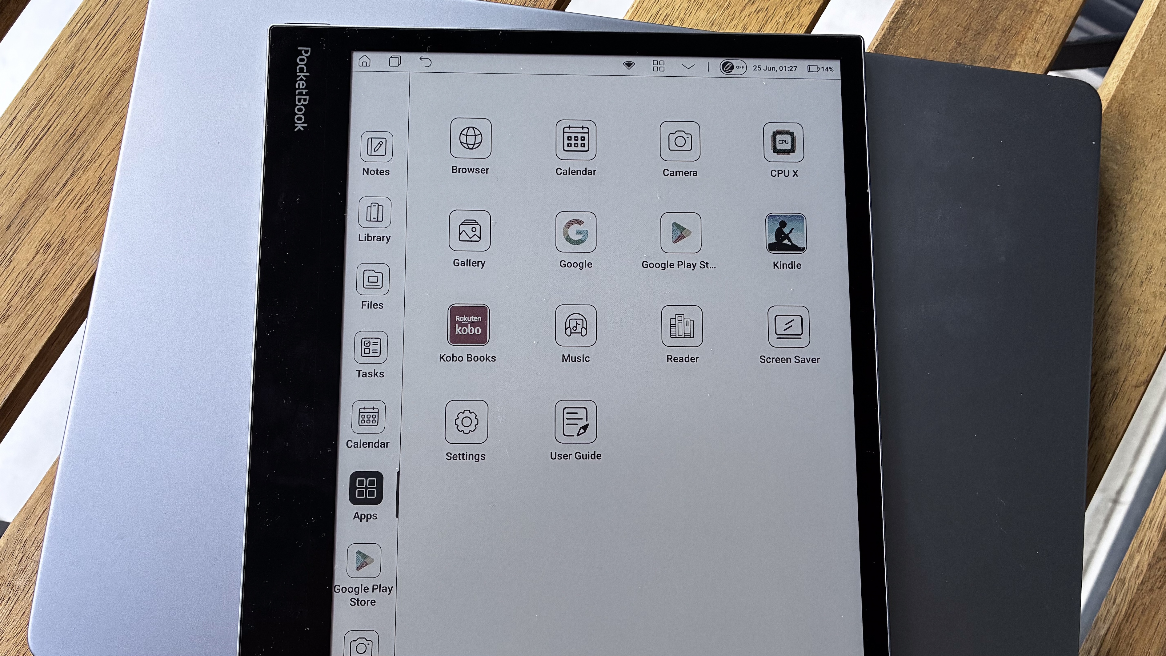 The Apps pane on the PocketBook InkPad Eo