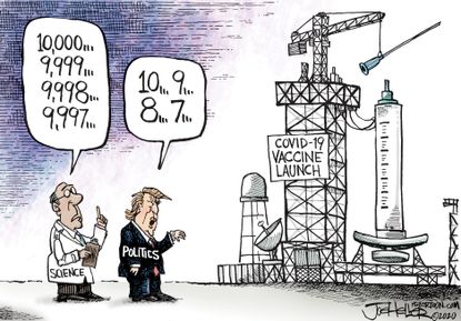 Political Cartoon U.S. Trump vaccine covid