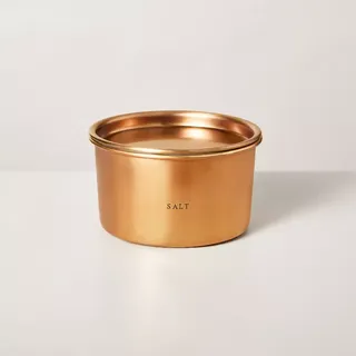 Lidded Metal Salt 4-Wick Jar Candle Brass Finish 20oz - Hearth & Hand™ With Magnolia: Tropical Oasis Aroma, Soy Blend Wax