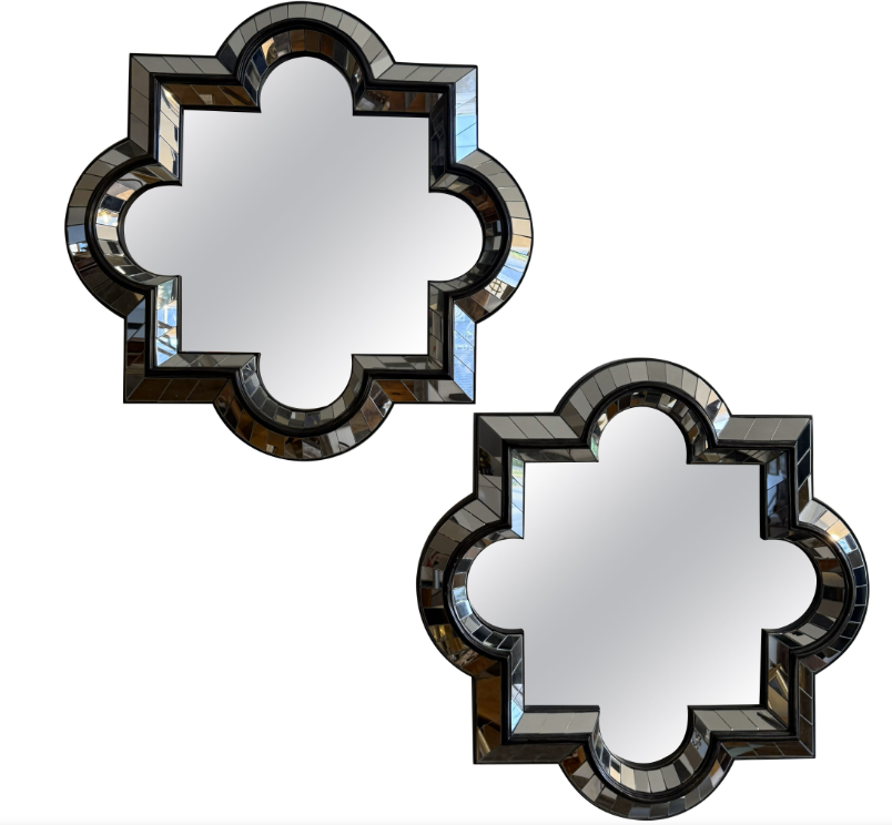 Pair of Geometric Art Deco Style Mirrors