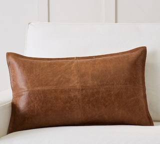 leather lumbar throw pillow