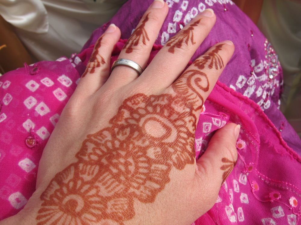 Henna design on hand at Indian wedding