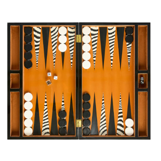 Zebra Lacquer Backgammon Set