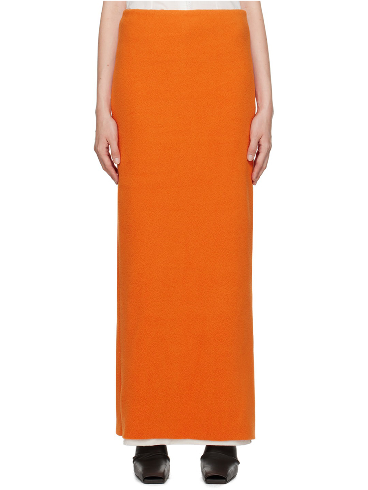 Ssense Exclusive Orange Fleece Maxi Skirt