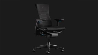 Herman Miller x Logitech G gaming chair from various angles on dark grey background