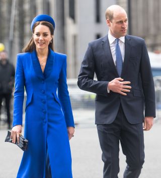 Catherine, Duchess of Cambridge and Prince William, Duke of Cambridge attend the Commonwealth Day Service at Westminster Abbey on March 14, 2022 in London, England.