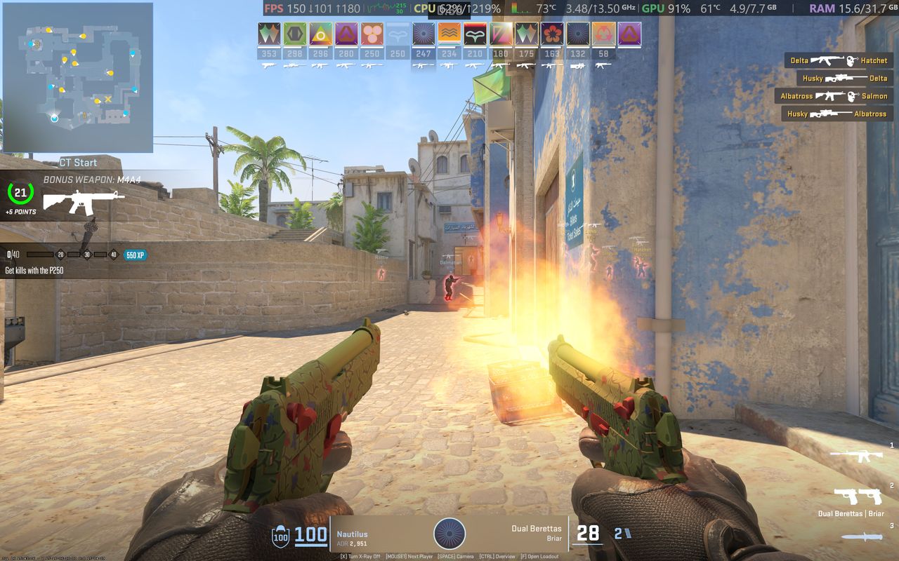 Counter-Strike 2 running on a HyperX OMEN 15 gaming laptop