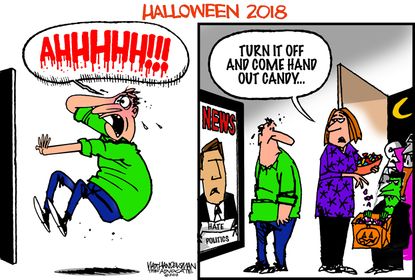 Editorial cartoon U.S. Halloween 2018 news chaos fear