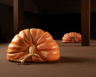 Giant pumpkins by Anthea Hamilton at Loewe A/W 2022 show