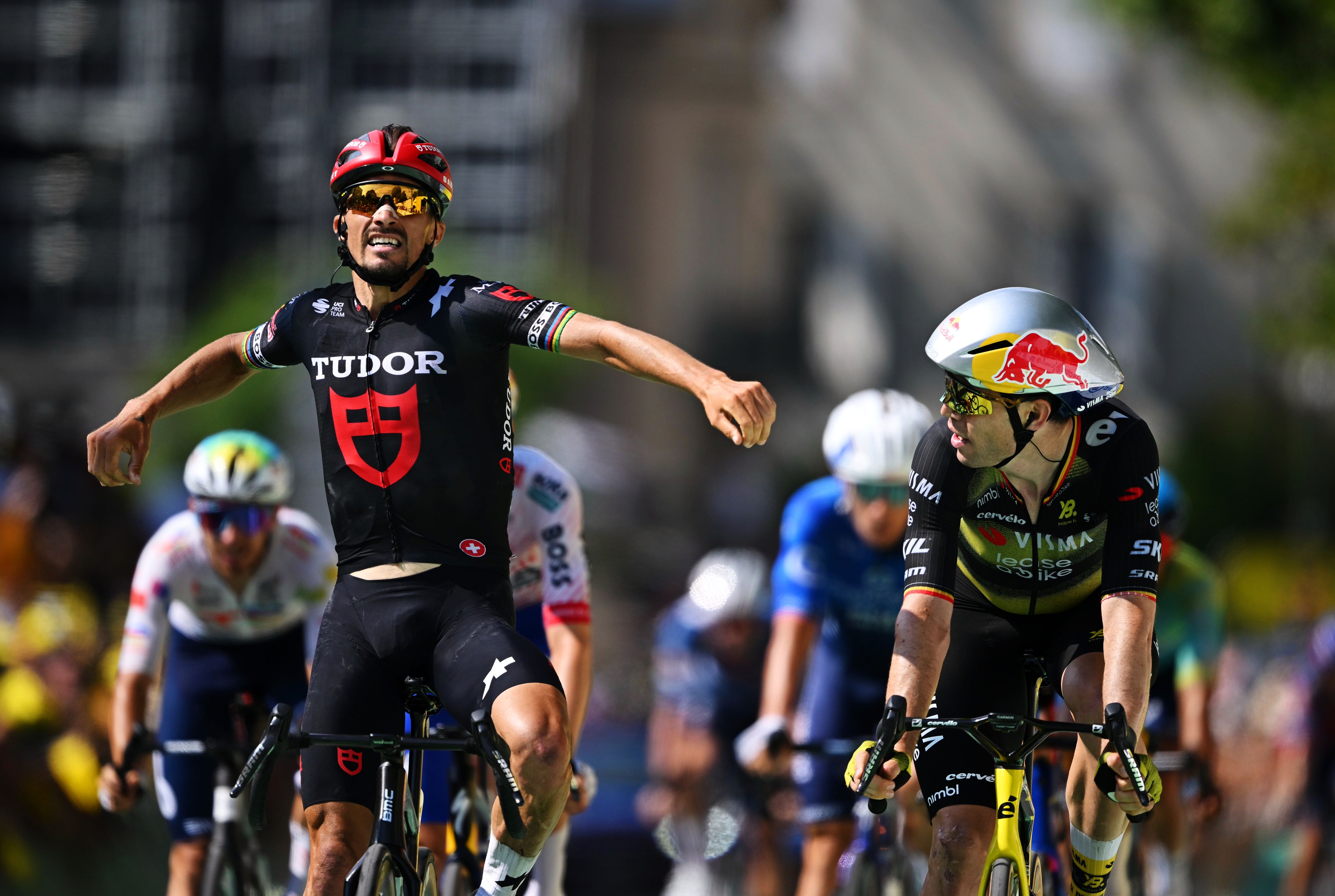 Julian Alaphilippe finishes third on stage 15 but thought he won at the Tour de France 2025.