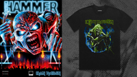 An Iron Maiden glowing Eddie shirt and magazine