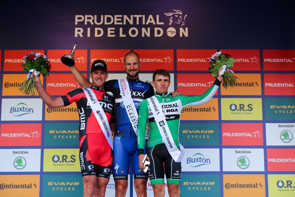 Jempy Drucker (BMC), Tom Boonen (Etixx-QuickStep), and Jonathan Lastra (Caja Rural)