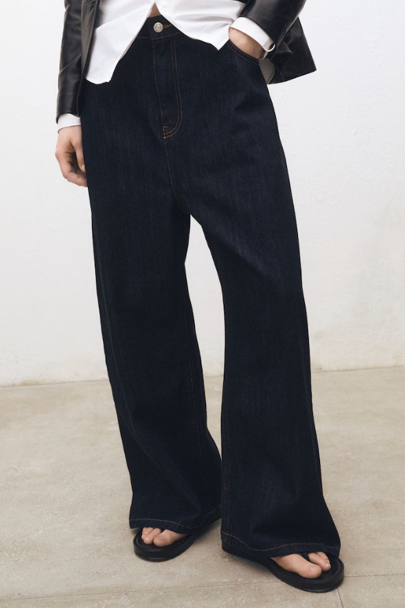 Mango, Low-Rise Wide Leg Rinse-Wash Jeans - Women 