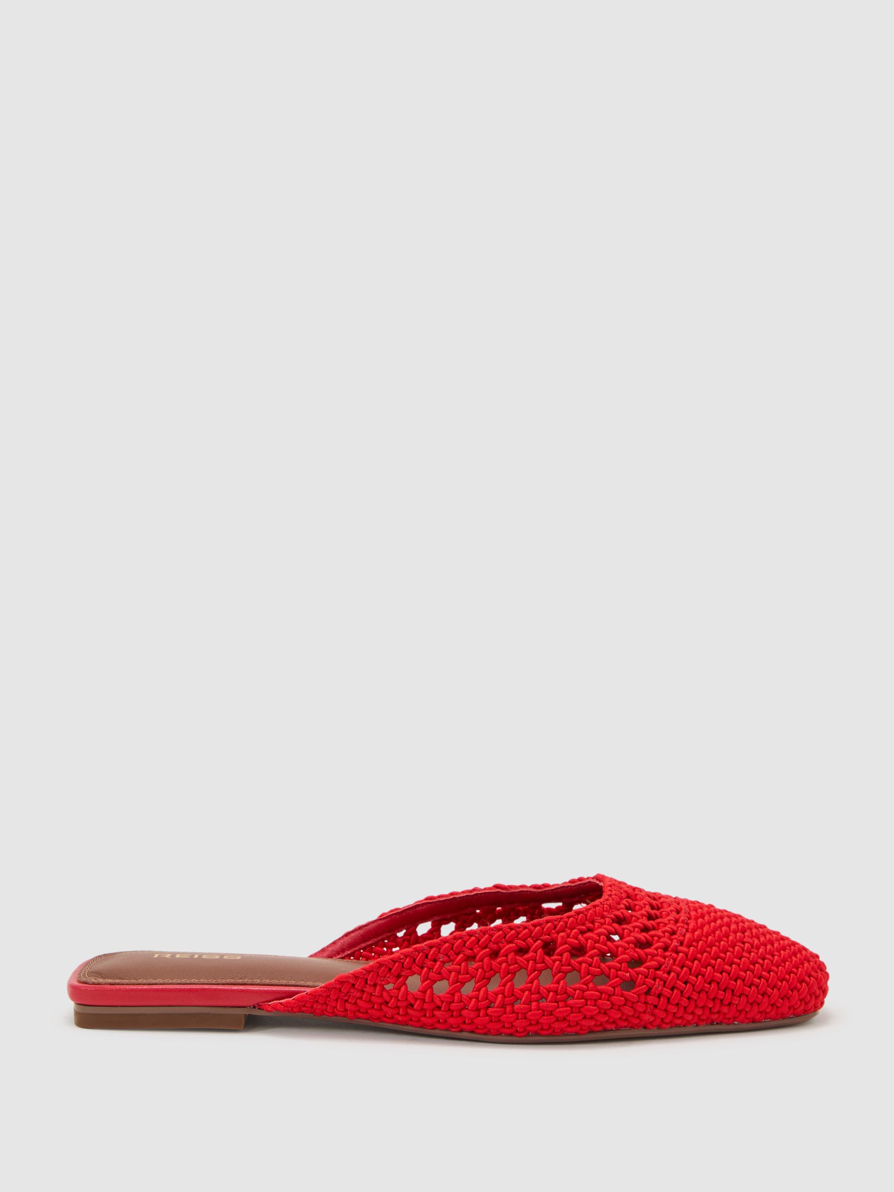 Woven Slip-On Mules in Red