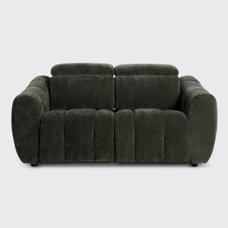 dark green curved recliner 