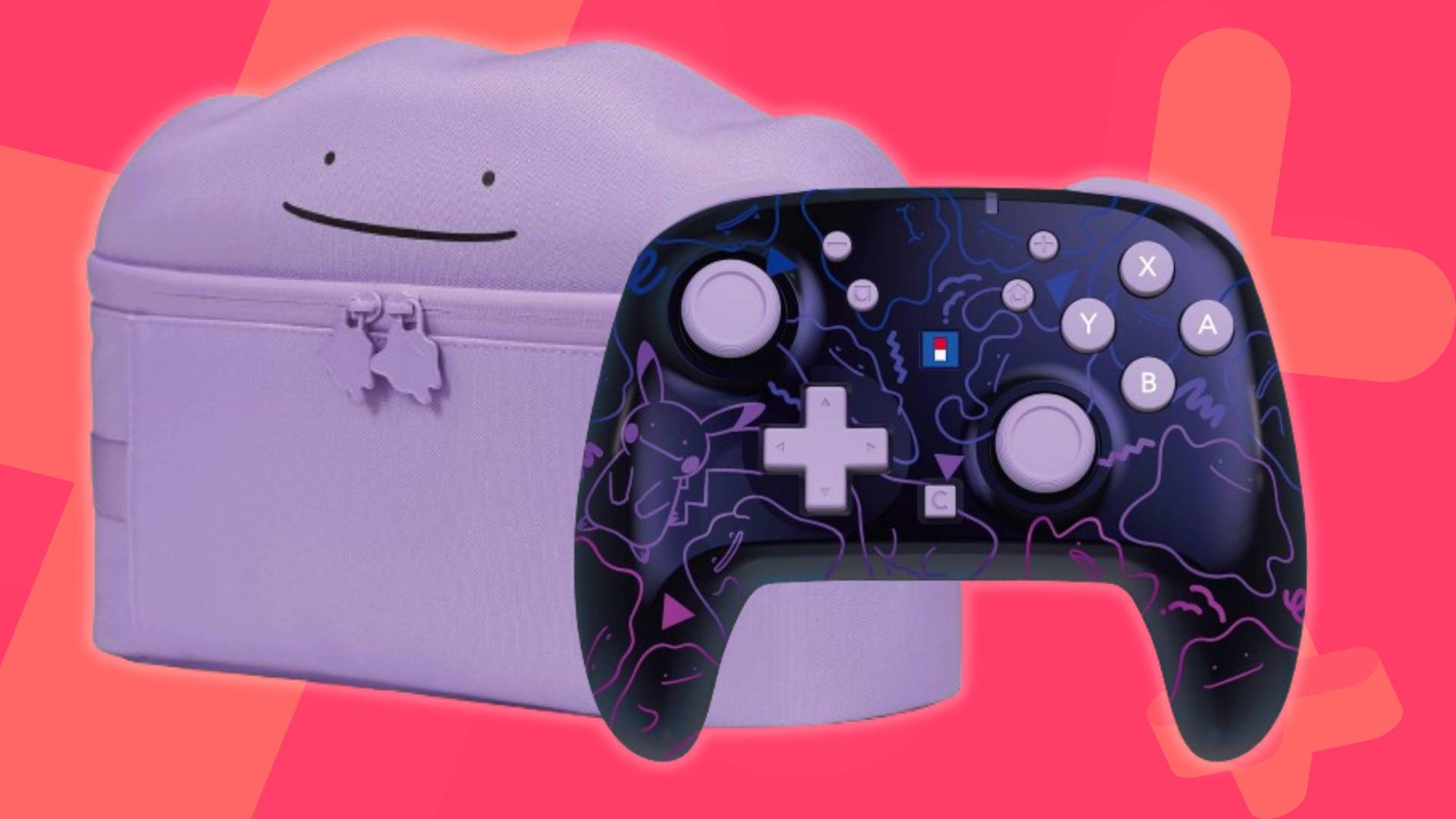 Image of the Hori Ditto Compact Carry All and the HORIPAD Turbo wireless controller on a pink GamesRadar+ background.