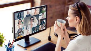 woman using a webcam