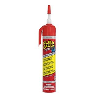 Red bottle with pointy lid of Flex Caulk