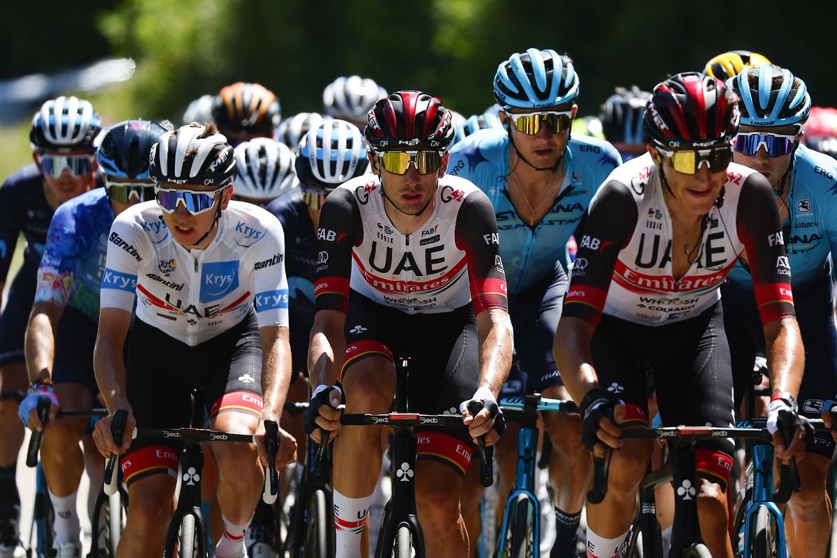 Brandon McNulty and Tadej Pogacar (UAE Team Emirates) at the Tour de France