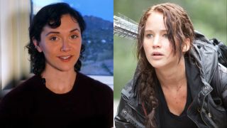 Alyson Stoner talking to camera in 2025 YouTube video and Jennifer Lawrence in Hunger Games as Katniss side-by-side