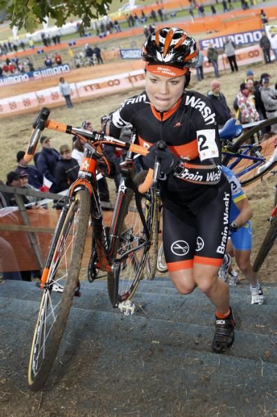 Sanne Van Paassen heads up the stairs