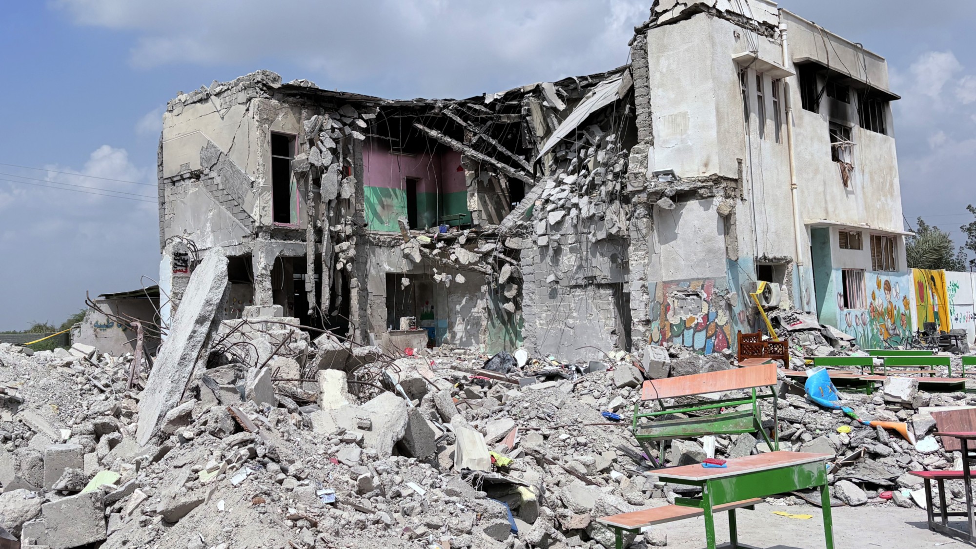 HORMOZGAN, IRAN - MARCH 05: A view of the debris of a school, where many students and teachers lost their lives on the first day of the wave of attacks launched by the United States and Israel against Iran, in Hormozgan, Iran on March 05, 2026. As a result of the attack, which was carried out twice, 40 minutes apart, on a girls&acirc; primary school in the city of Minab, the school building suffered severe damage. (Photo by Stringer/Anadolu via Getty Images)