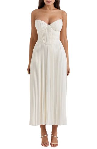 Amorata Strapless Pleated Georgette Cocktail Dress