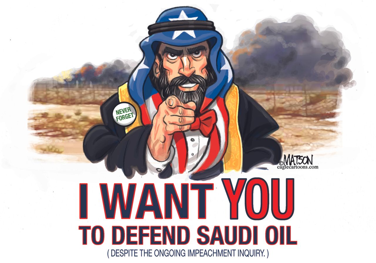 Political Cartoon U.S. Uncle Sam Saudi Supports Oil