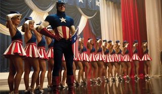Captain America: The First Avenger Chris Evans on stage in the USO Costume