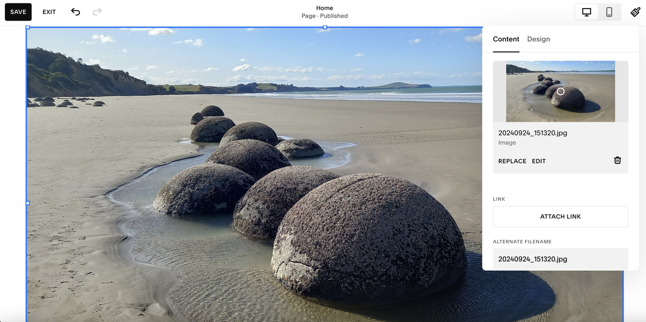 Screenshot of website being set up in Squarespace using its AI builder