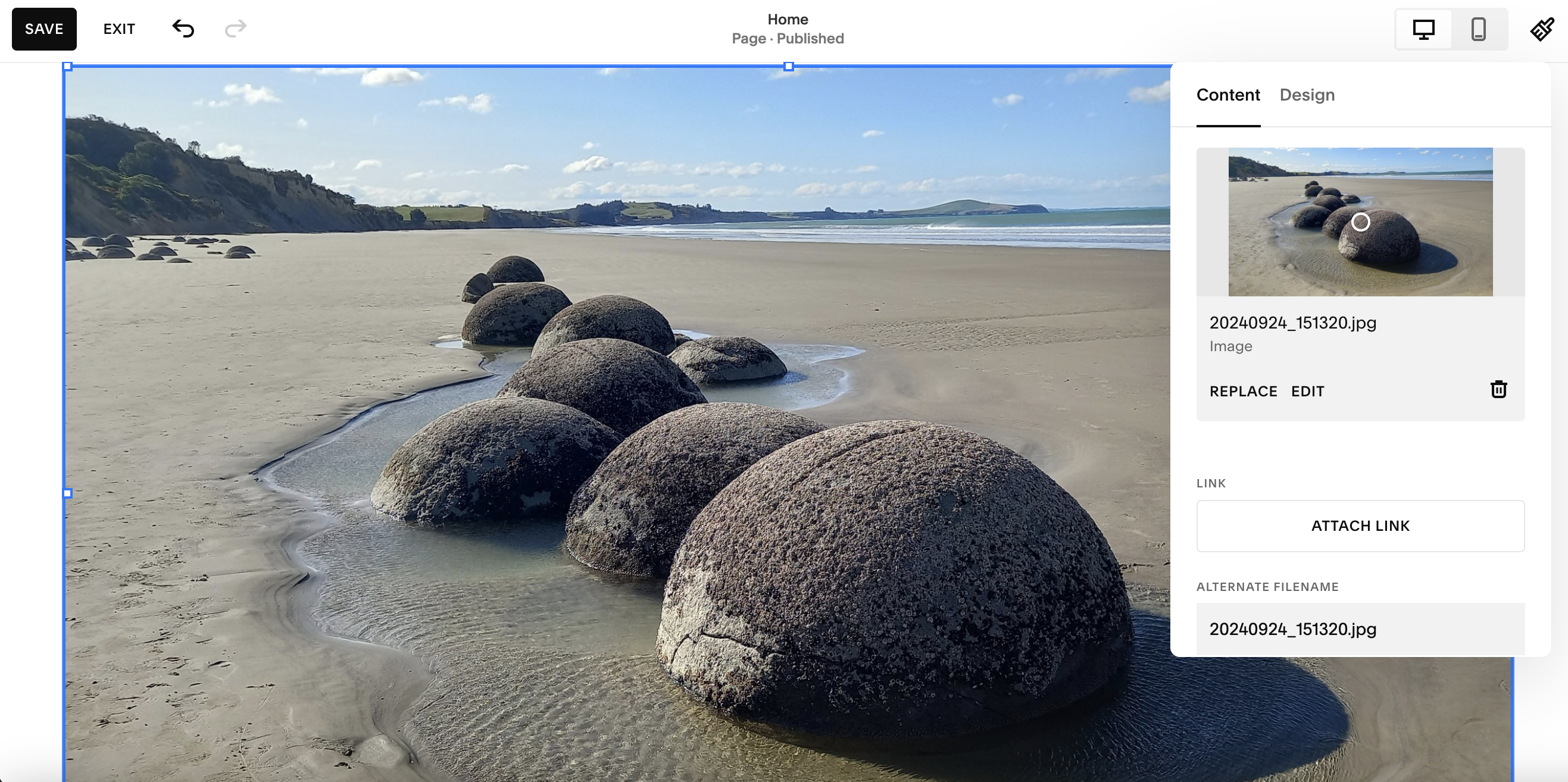 Screenshot of website being set up in Squarespace using its AI builder