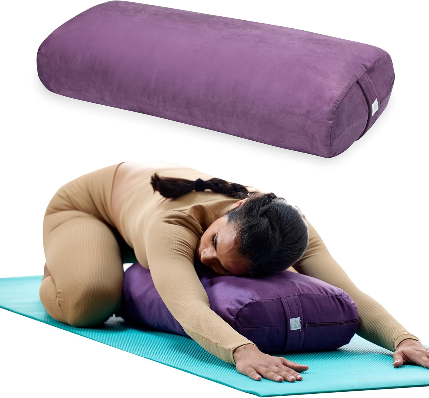 Gaiam Yoga Bolster - Long, Rectangular Meditation Pillow - Supportive Cushion for Restorative Yoga and Sitting on the Floor - Built-In Carrying Handle - Machine Washable Cover&#039;