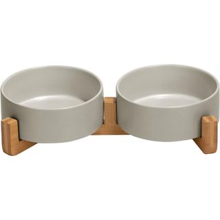 Ceramic dog bowls with stand