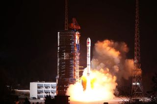 A Long March 2C rocket lifts off from the Xichang Satellite Launch Center on Jan. 12, 2023 carrying the APStar 6E satellite to orbit.