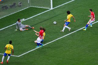 Brazil's Marcelo scores an own goal against Croatia in the opening game of the 2014 World Cup.