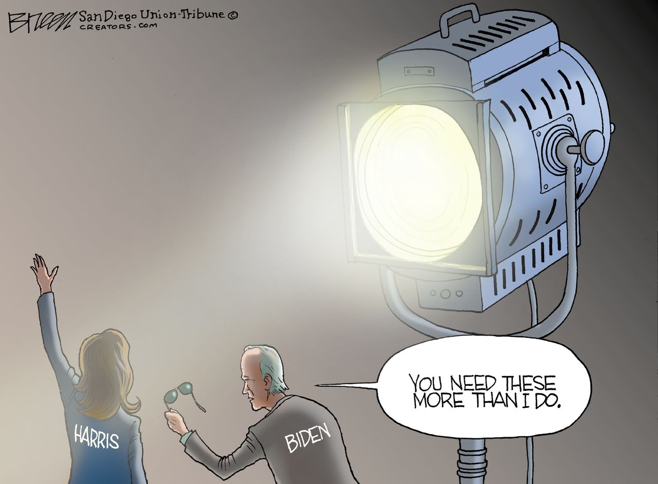 Political Cartoon U.S. Joe Biden Kamala Harris Vice President Spotlight