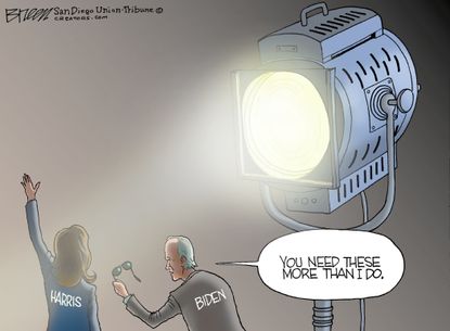 Political Cartoon U.S. Joe Biden Kamala Harris Vice President Spotlight
