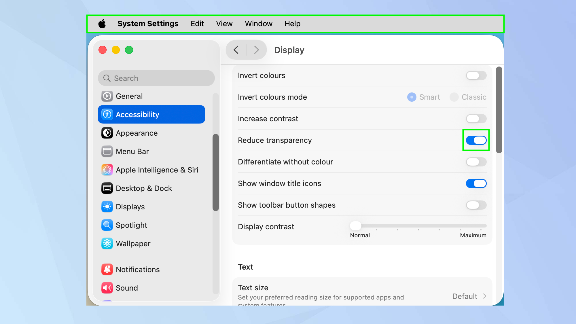 How to reduce Liquid Glass transparency on macOS Tahoe