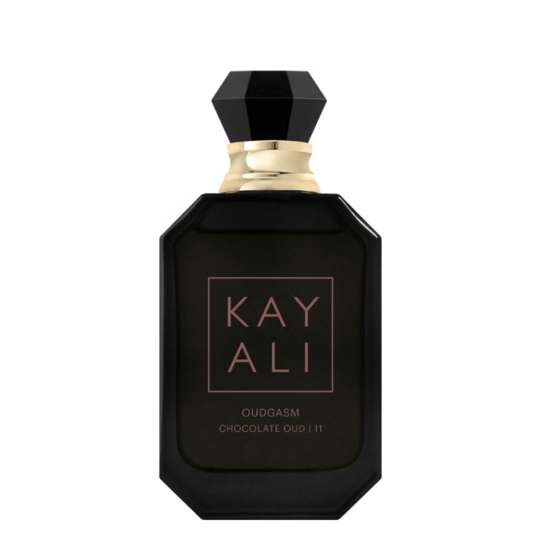 A product shot of the KAYALI Oudgasm Chocolate Oud Eau de Parfum, on a white background