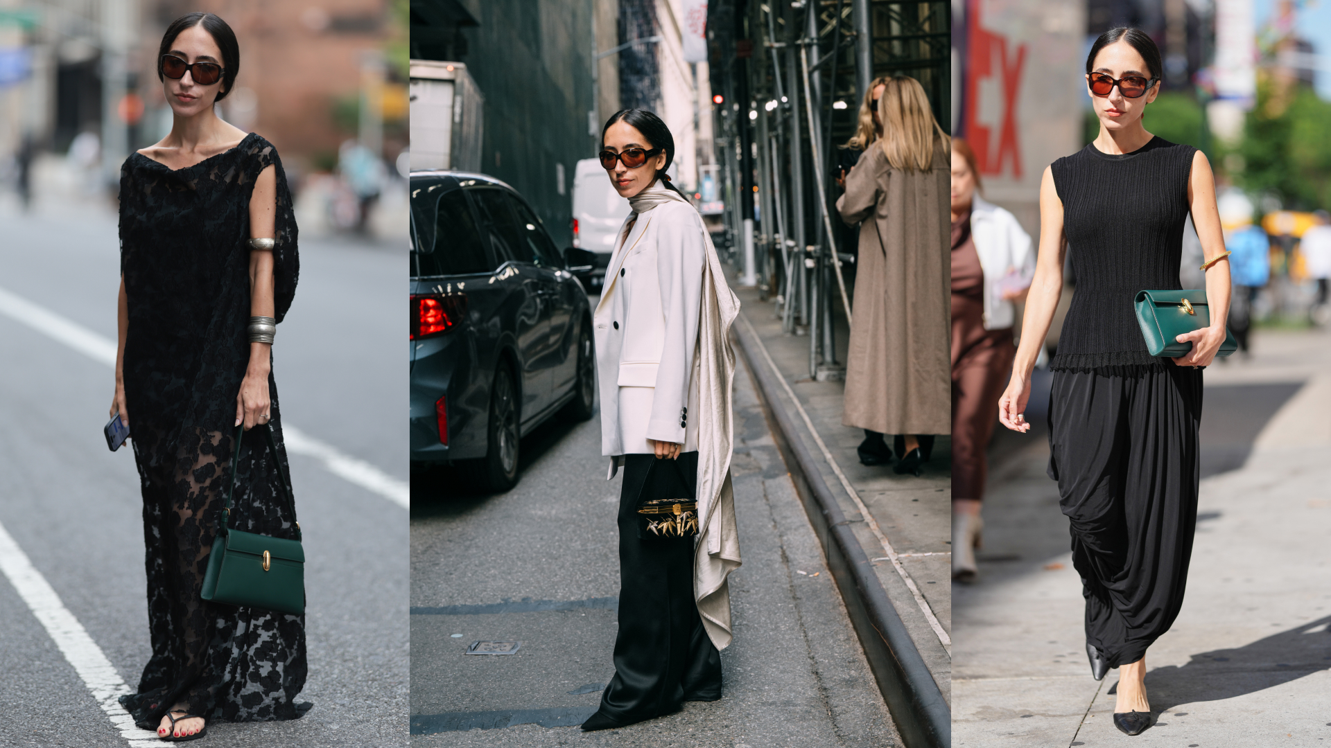 alexis badiyi at new york fashion week wearing different fall outfits